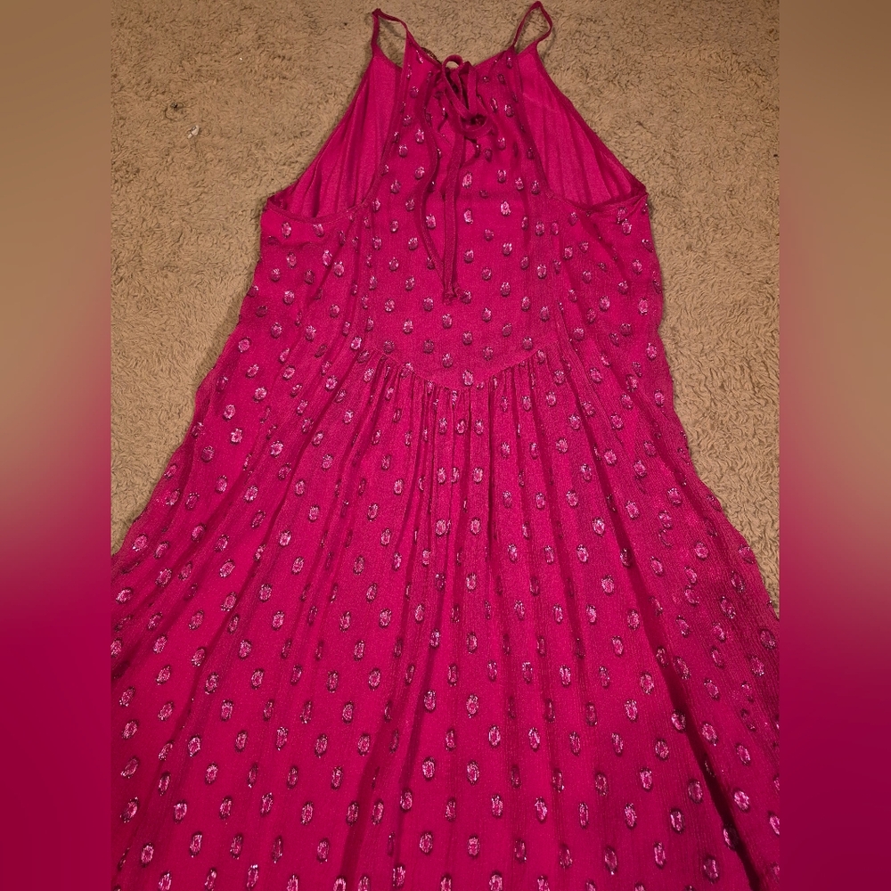 Ella Moss Bright Pink Metallic Shift Dress M - Picture 10 of 15